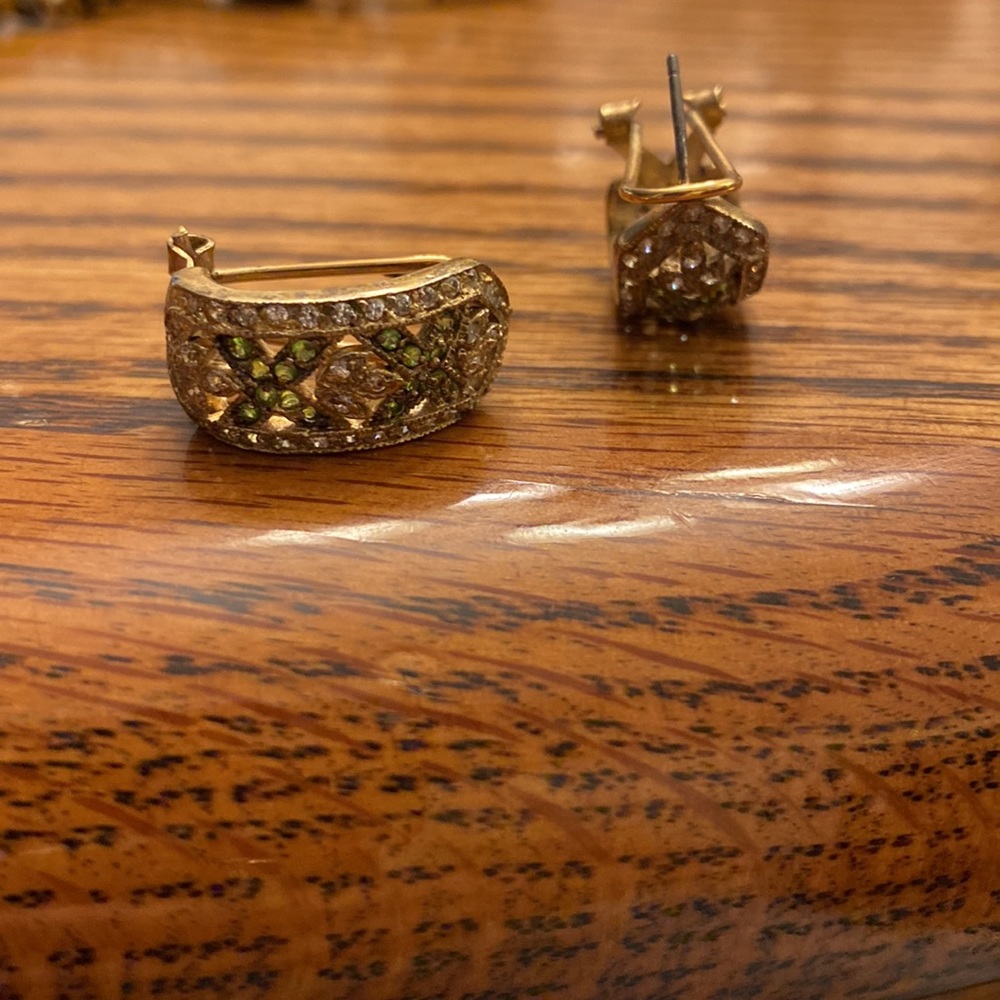 Vintage Elegant Evening Luxury Gatsby Engagement Rhinestone Half Hoop Earrings - Picture 6 of 7